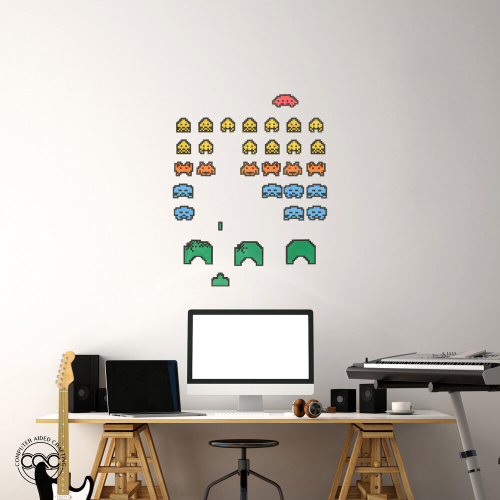 Space Invaders Inspired Laser-Cut Wood Wall Art — Computer Aided Crafting